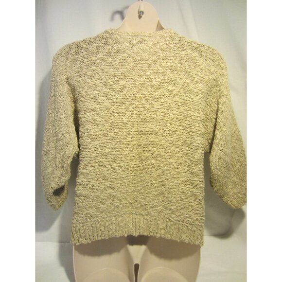 BONNIE & BILL by Holly ecru sweater top pearl lace V Neck Women S VINTAGE - Picture 5 of 6